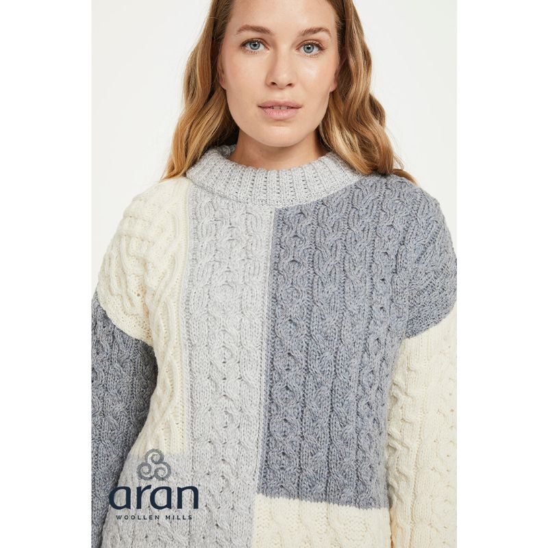 Aran Woollen Mills Three Color Patchwork Sweater